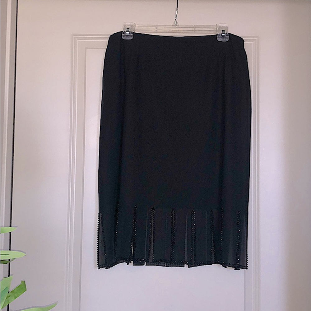 Black Beaded Skirt Midi Skirt
